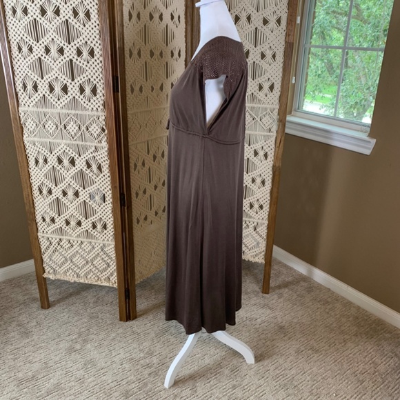 90s BCBGMaxAzria empire waist maxi dress crochet shoulders silk blend size small - Picture 4 of 11